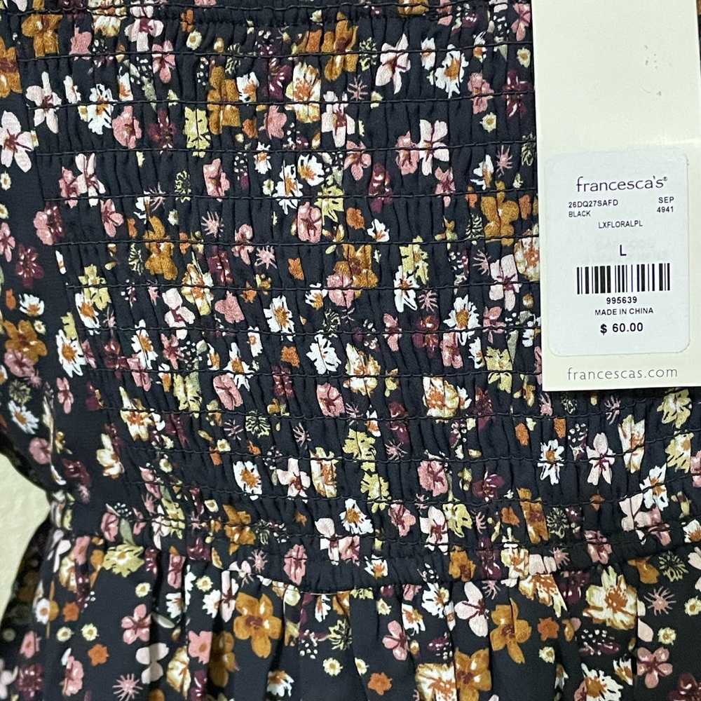 Francesca’s Dress Mi Ami Floral Sweetheart Mini Milkmaid Sz L - Picture 7 of 12